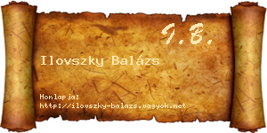 Ilovszky Balázs névjegykártya